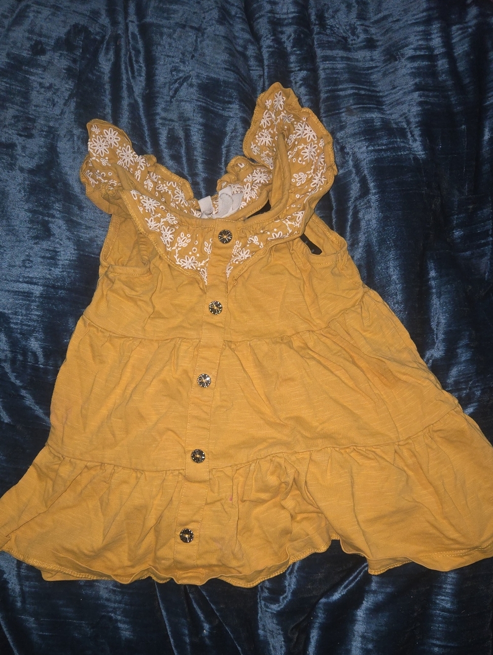 Cynthia Rowley Mustard Yellow Embroidered Ruffle Tank Top